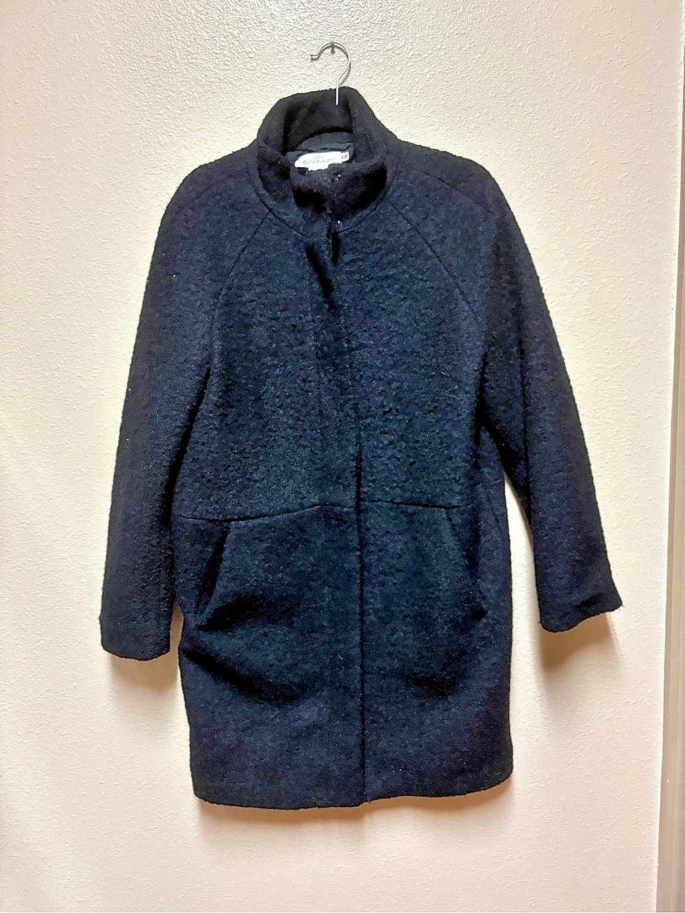 H&M Black Wool-Style Coat Size Medium
